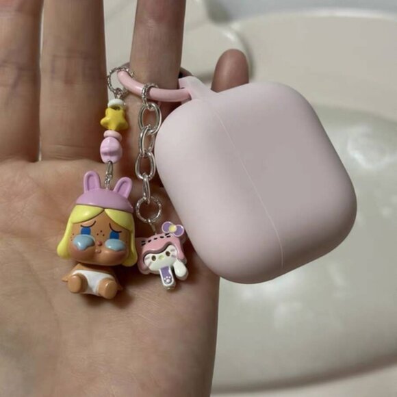 Soft Pink Earbud Case with Cute Charm - Picture 2 of 4